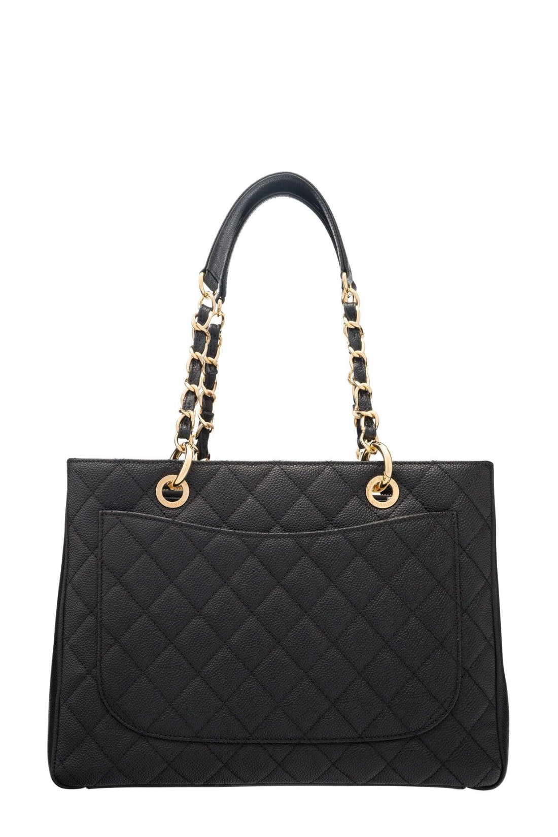 Grand Shopping Tote Black with Gold Hardware