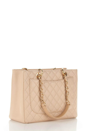 Grand Shopping Tote Beige with Gold Hardware