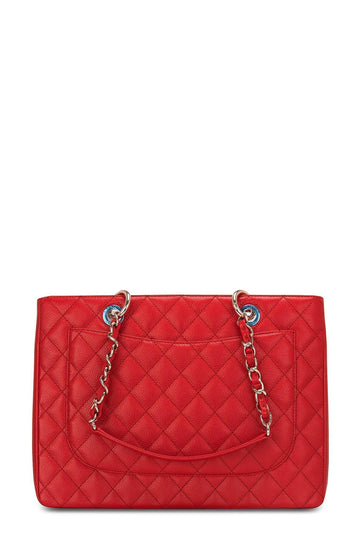 Grand Shopping Tote Red with Silver Hardware