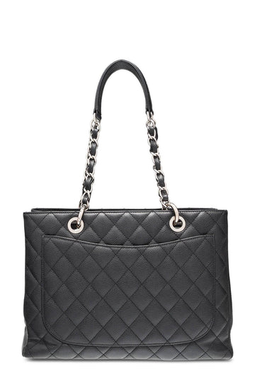 Grand Shopping Tote Black with Silver Hardware