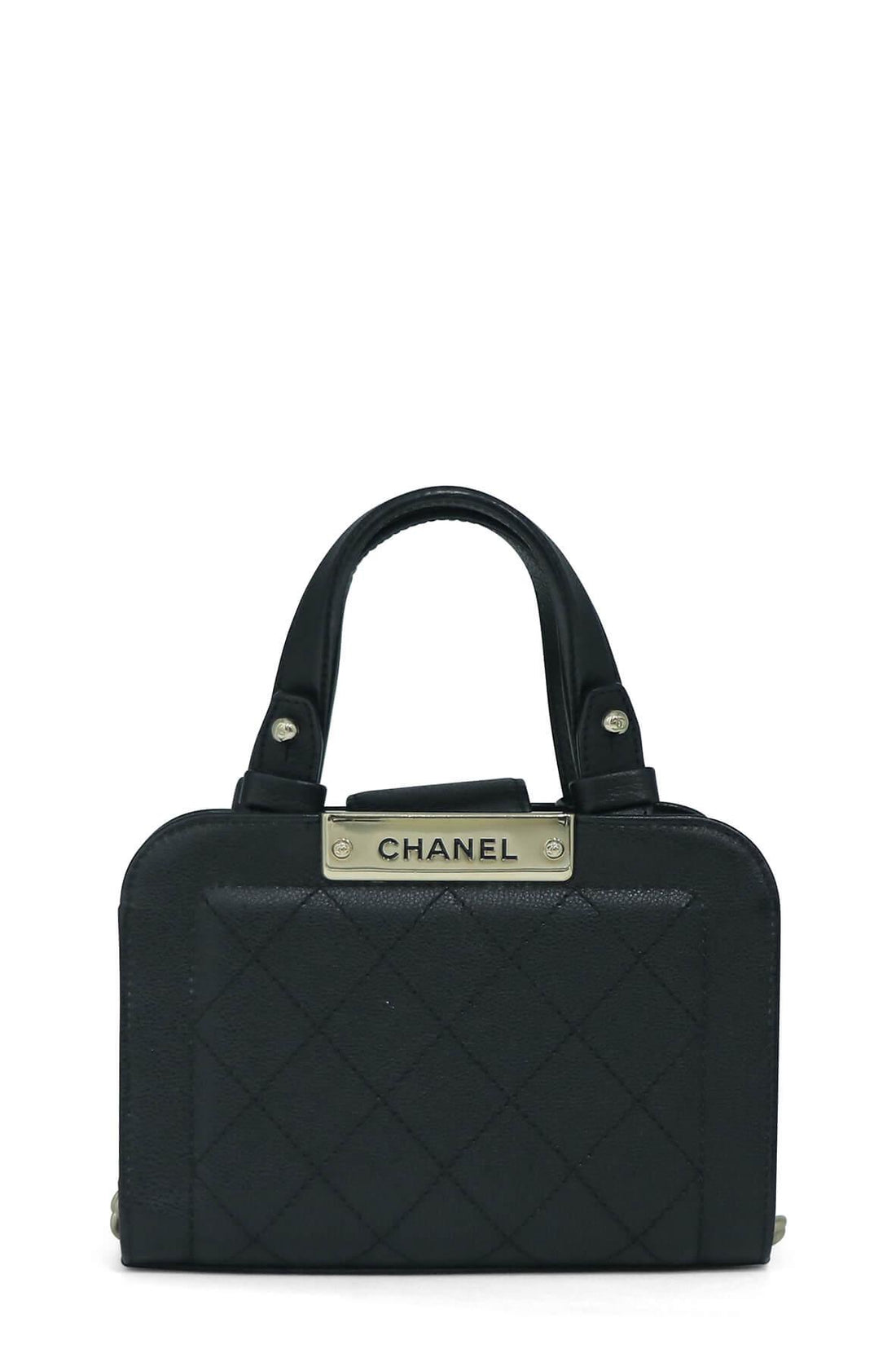 Mini Label Click Shopping Tote Black