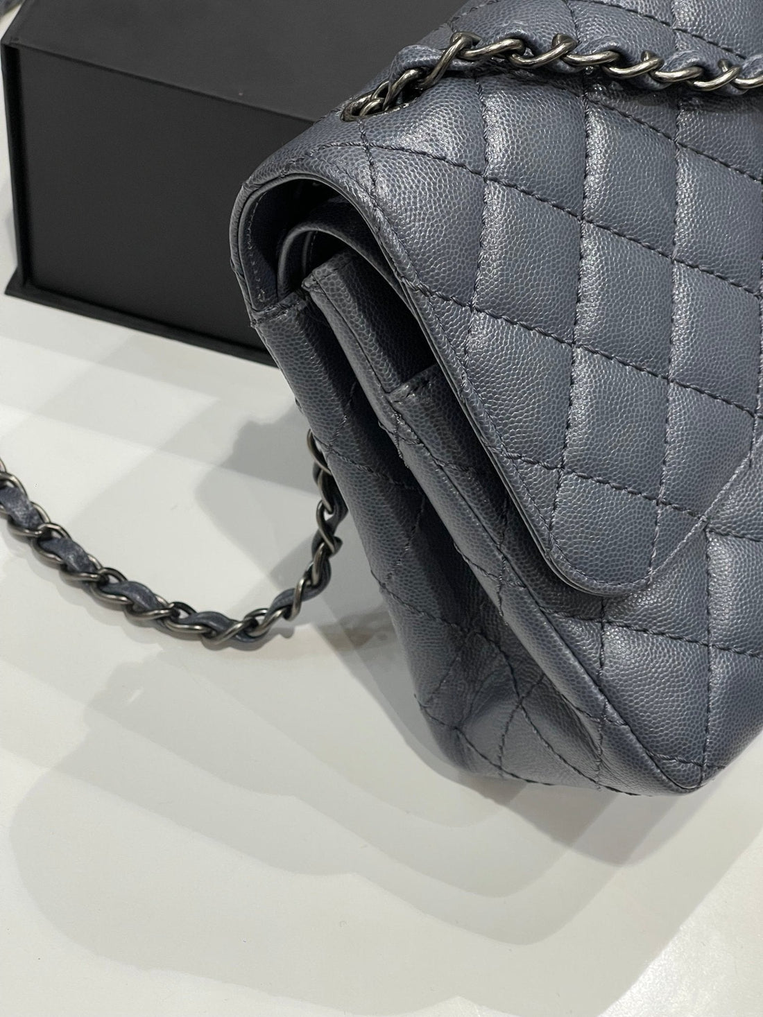 Chanel - Sac classique jumbo Bleu Gris