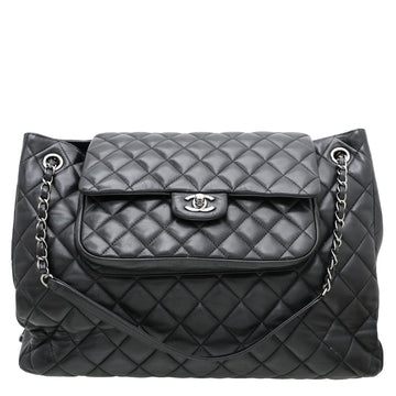 Chanel Black CC Front Flap Pocket Shopping Tote Bag