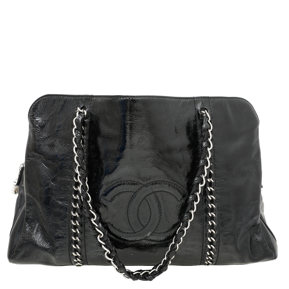 Chanel Black CC Glazed Modern Chain Tote Bag