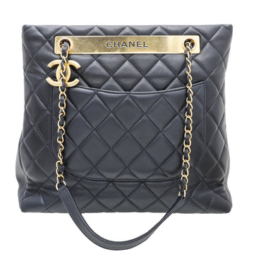 Chanel Navy Blue CC Trendy Shopping Tote Bag