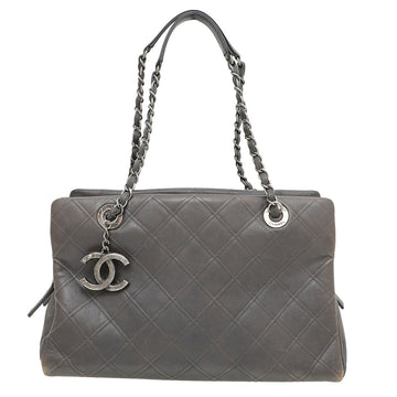 Chanel Gray Diamond Embossed CC Charm Tote Bag