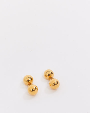 Chanel Vintage Gold Plated Round Drop Earrings
