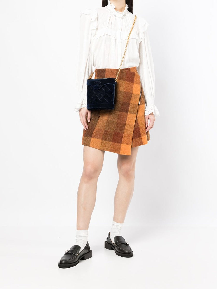 CHANEL Rare Navy Velvet Crossbody Binocular Bag