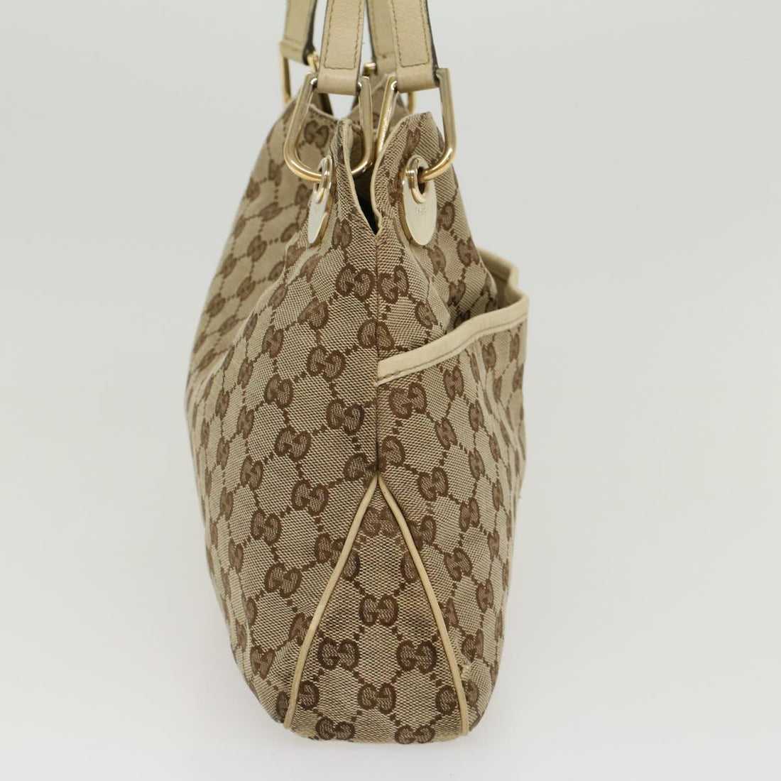 GUCCI GG Canvas Shoulder Bag Beige White 121023  cl571