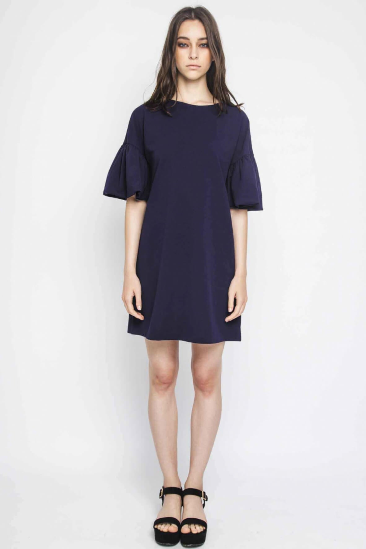 Lantern Sleeve Marine Dress
