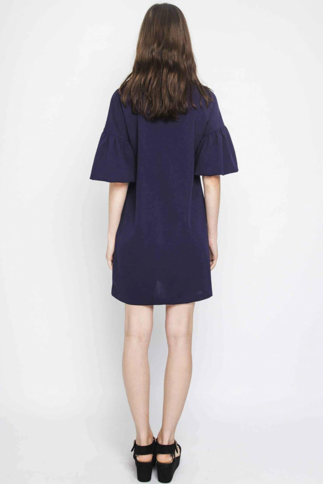 Lantern Sleeve Marine Dress