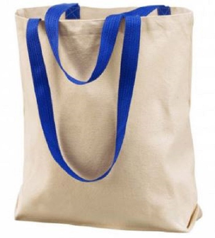 Tan Tote Bag with Royal Handle