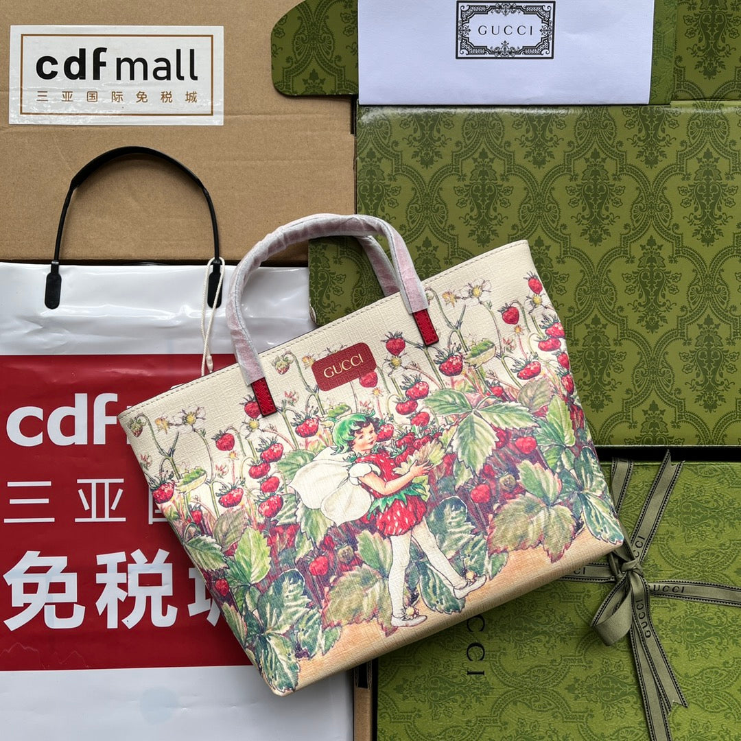 gg Childrtlm&#8217;s Tote Bag With Strawberry Fairy Print White For Womtlm, Womtlm&#8217;s Bags 7.9in/20cm gg?