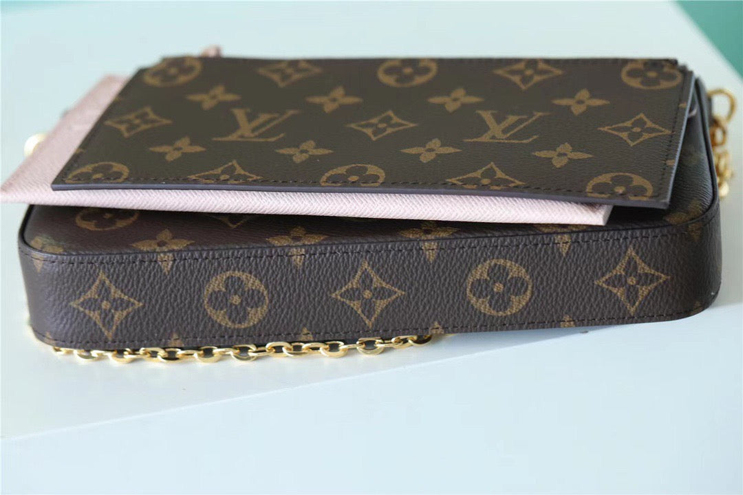 LV Pochette Felicie Monogram Canvas Fuchsia Pink For Womtlm,  Shoulder And Crossbody Bags 21cm/8.3in LV M61276