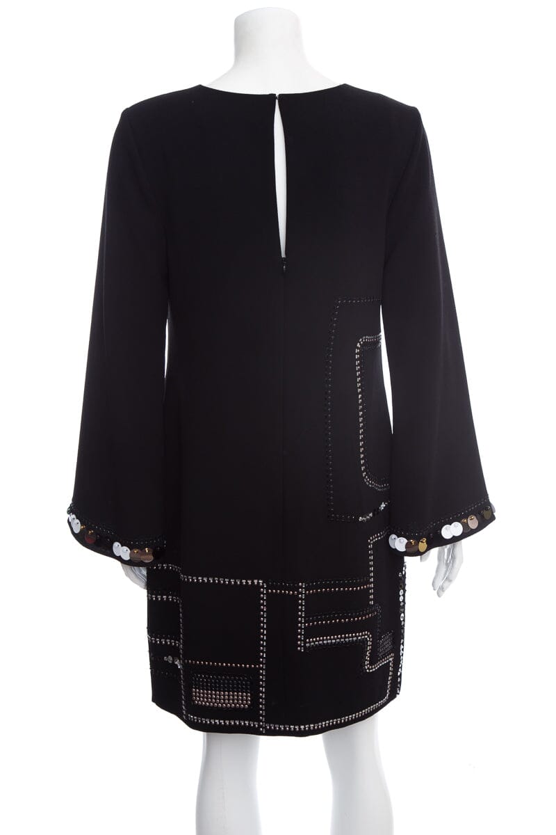 Trina Turk Black Long Sleeve Sequin Embelished Dress SZ 4