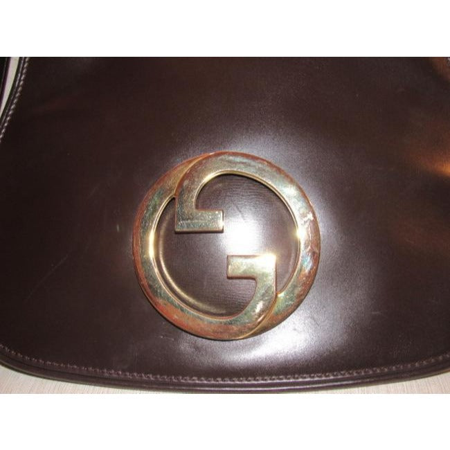 Mod, RARE, delicious, chocolate brown leather, Gucci 'Blondie', shoulder style, saddle bag with large, gold 'GG' emblem