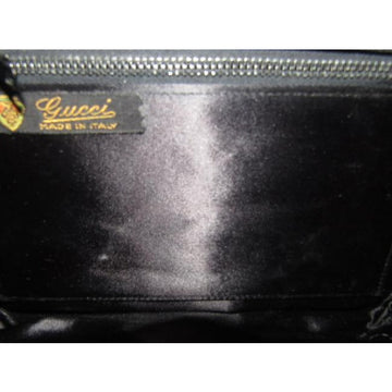 Gucci Evening W Early Enamel And Rhinestone Clasp Black Silk Corde Shoulder Bag