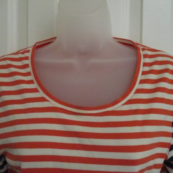 *Tory Burch Black Orange Striped Long Sleeve Tee