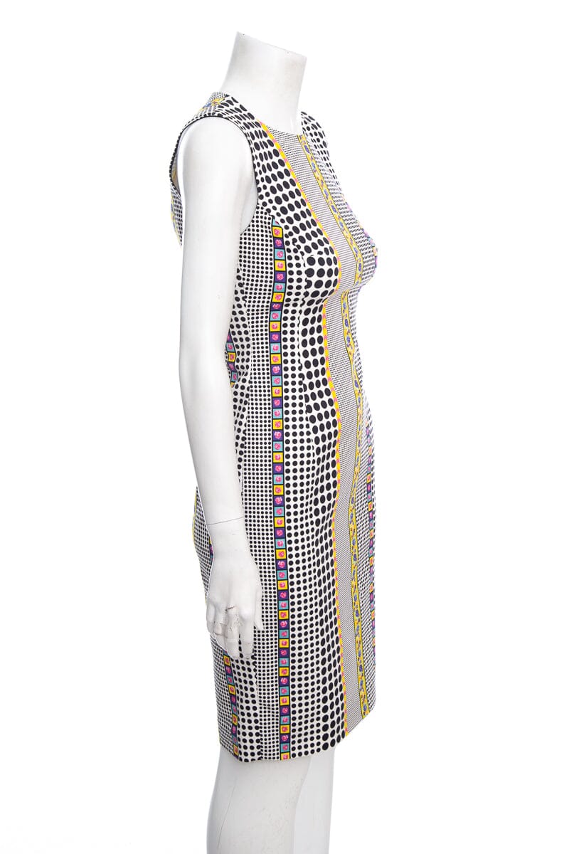 Versace Multicolor Sleeveless Floral & Polka Dot Printed Dress SZ 38 NWT
