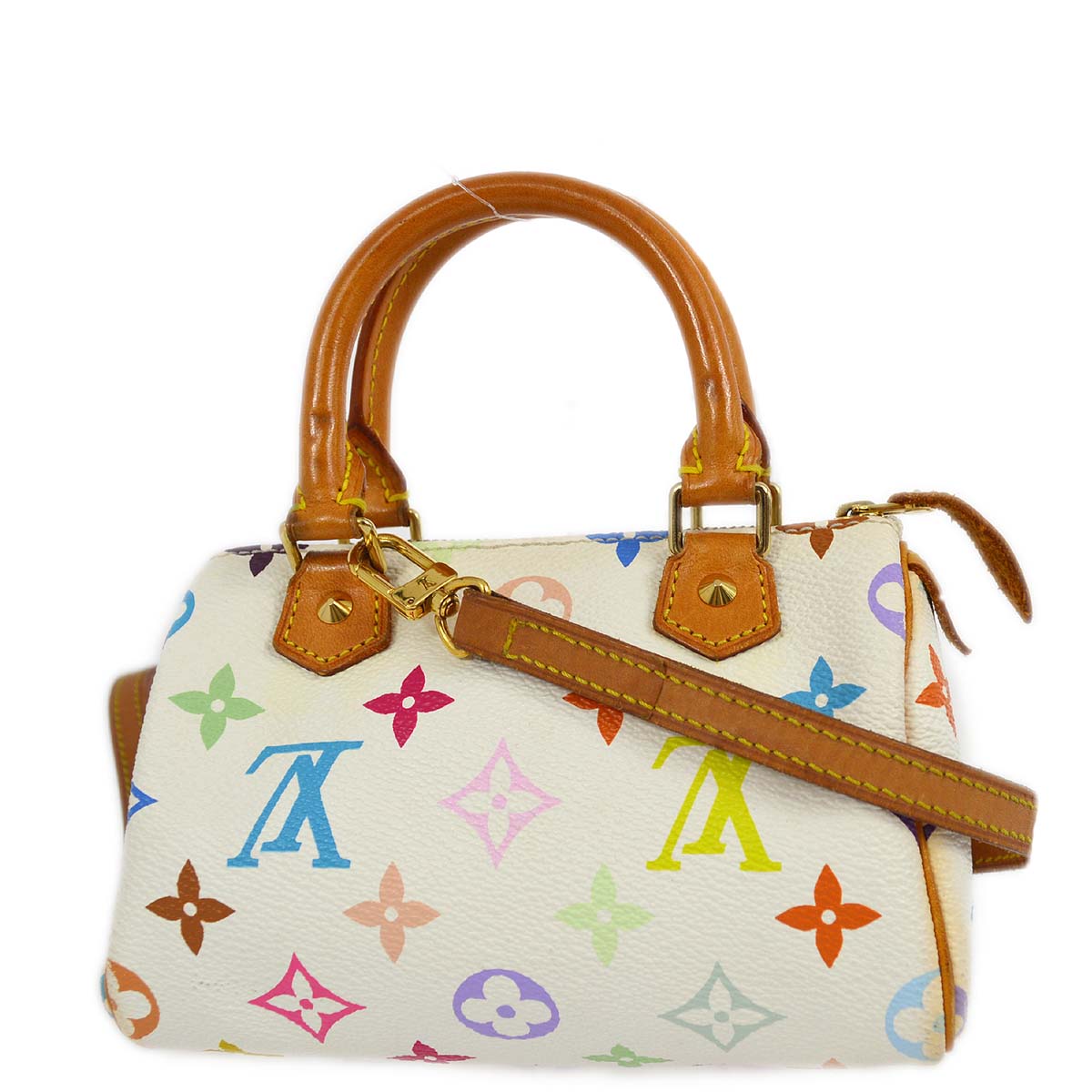 Louis Vuitton White Monogram Multicolor Mini Speedy 2way Shoulder Handbag M92645