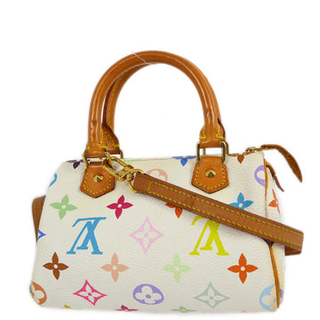 Louis Vuitton White Monogram Multicolor Mini Speedy 2way Shoulder Handbag M92645