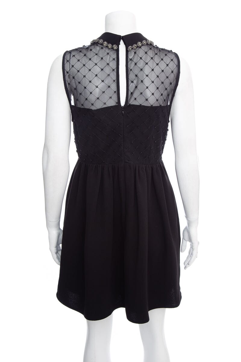 Self Portrait Black Sleeveless Scallop Detail Dress SZ 6