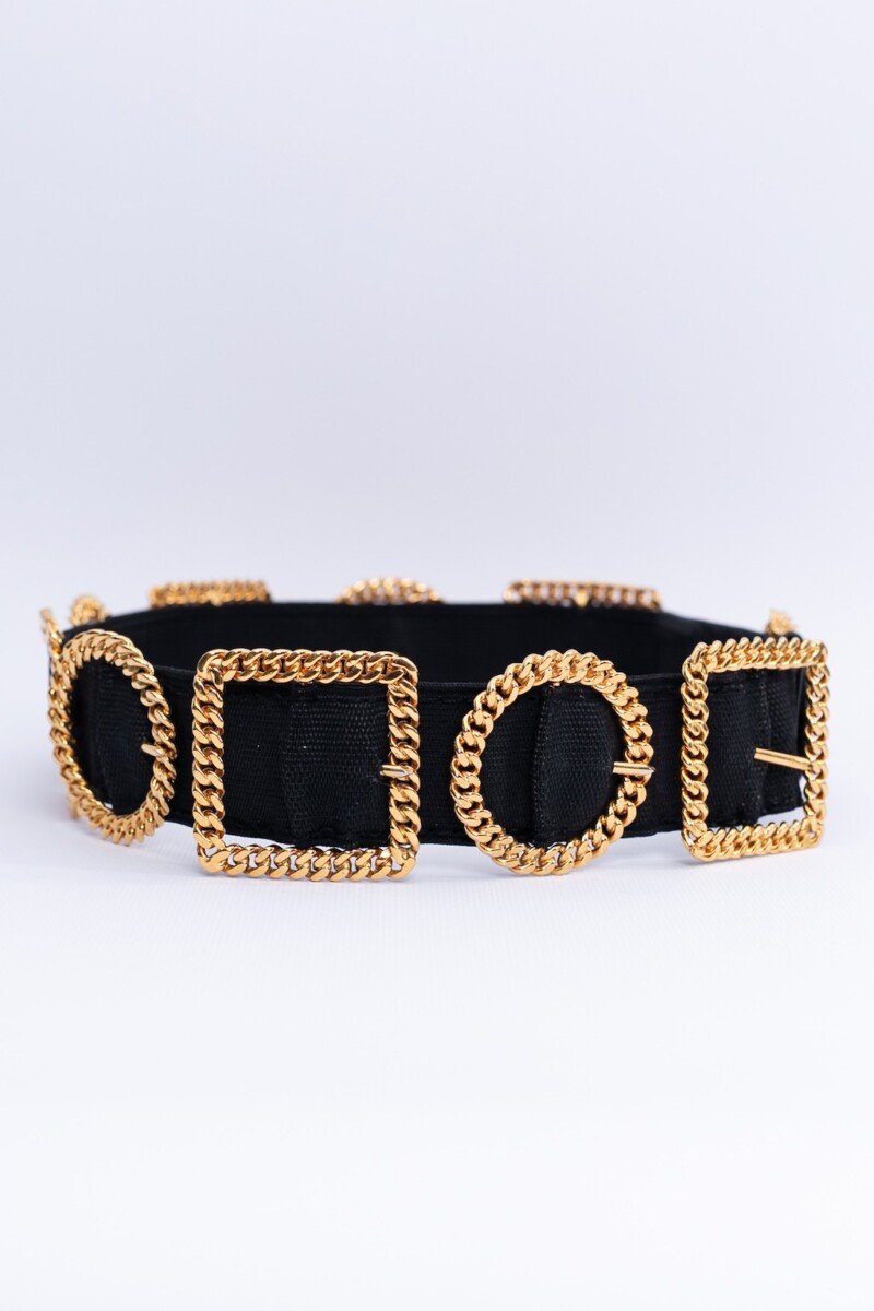 Ceinture noire et dor�e Chanel