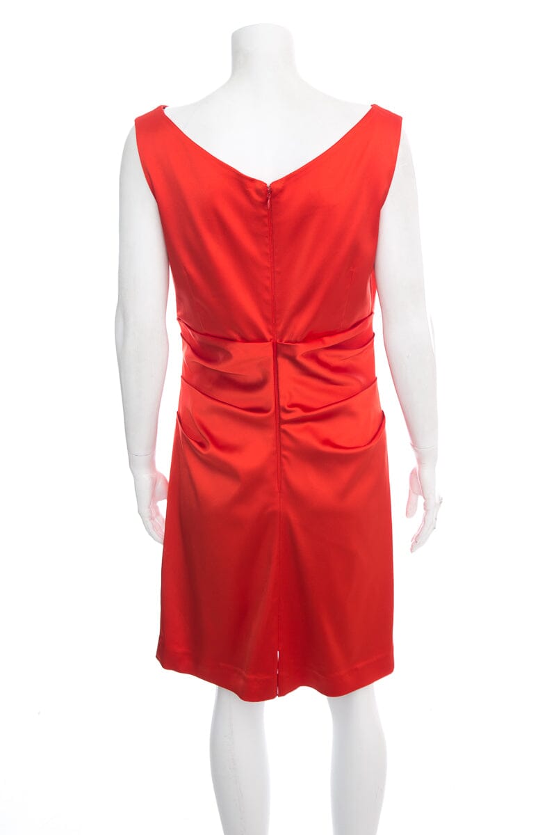 Talbot Runhof Red Satin Sleeveless Fitted Dress Size 14