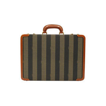 FENDI Vintage Leather & Striped Fabric Briefcase