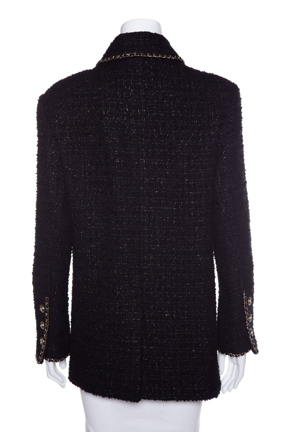 Chanel Black Tweed and Chain Detail Shimmer Jacket SZ 40
