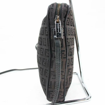 Fendi Shoulder Or Purse Blackbrown Zucchino Print Leather And Canvas Cross Body Bag