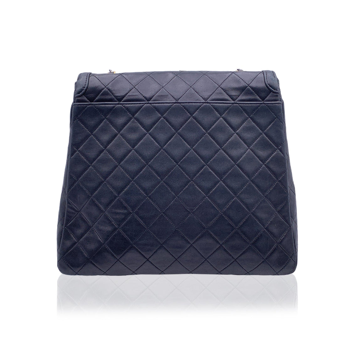Chanel Vintage Black Quilted Trapeze Flap Shoulder Bag With Wallet
