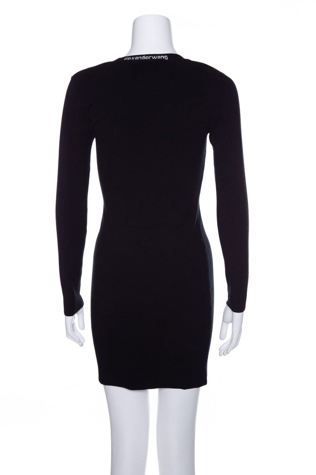 Alexander Wang Black Knit Long Sleeve Logo Collar Dress SZ S NWT