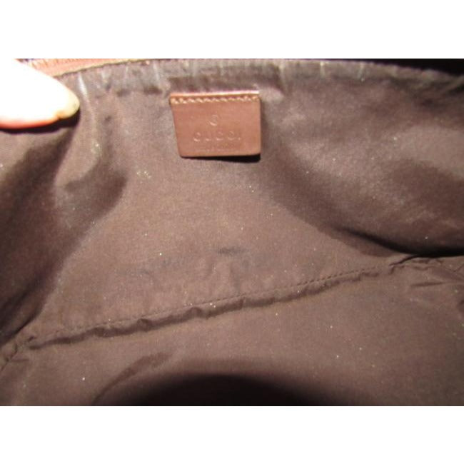 Gucci Vintage Camel Large G Logo Print On Brown Canvas And Brown Leather