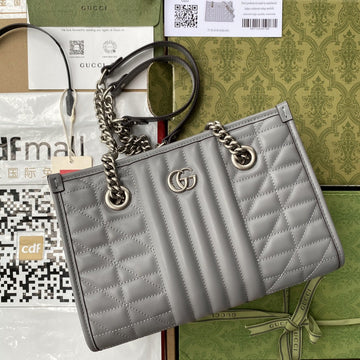 gg Marmont Small Tote Bag Dark Grey Matelassé For Womtlm 10in/26.5cm 681483 UM8BN 1711