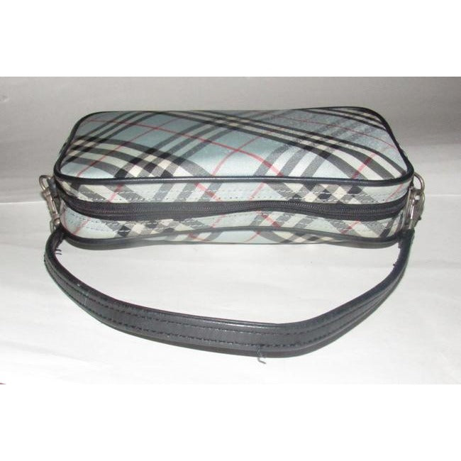 Burberry Clutch Canvas Bagclutchbelt Blue Haymarket Plaid Leather And Fabric Shoulder Bag