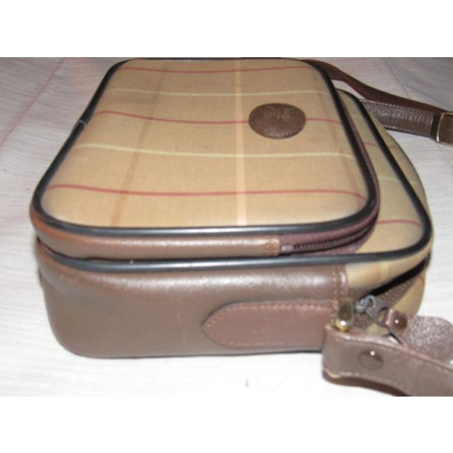 Burberry Vintage Pursesdesigner Purses Brown Leather And Early Multi Color Plaid Fabric Shoulder Bag