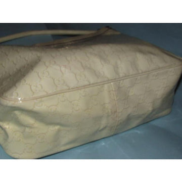 Gucci Abbey Vintage Yellow Large G Logo Print Patent Leather Hobo Bag