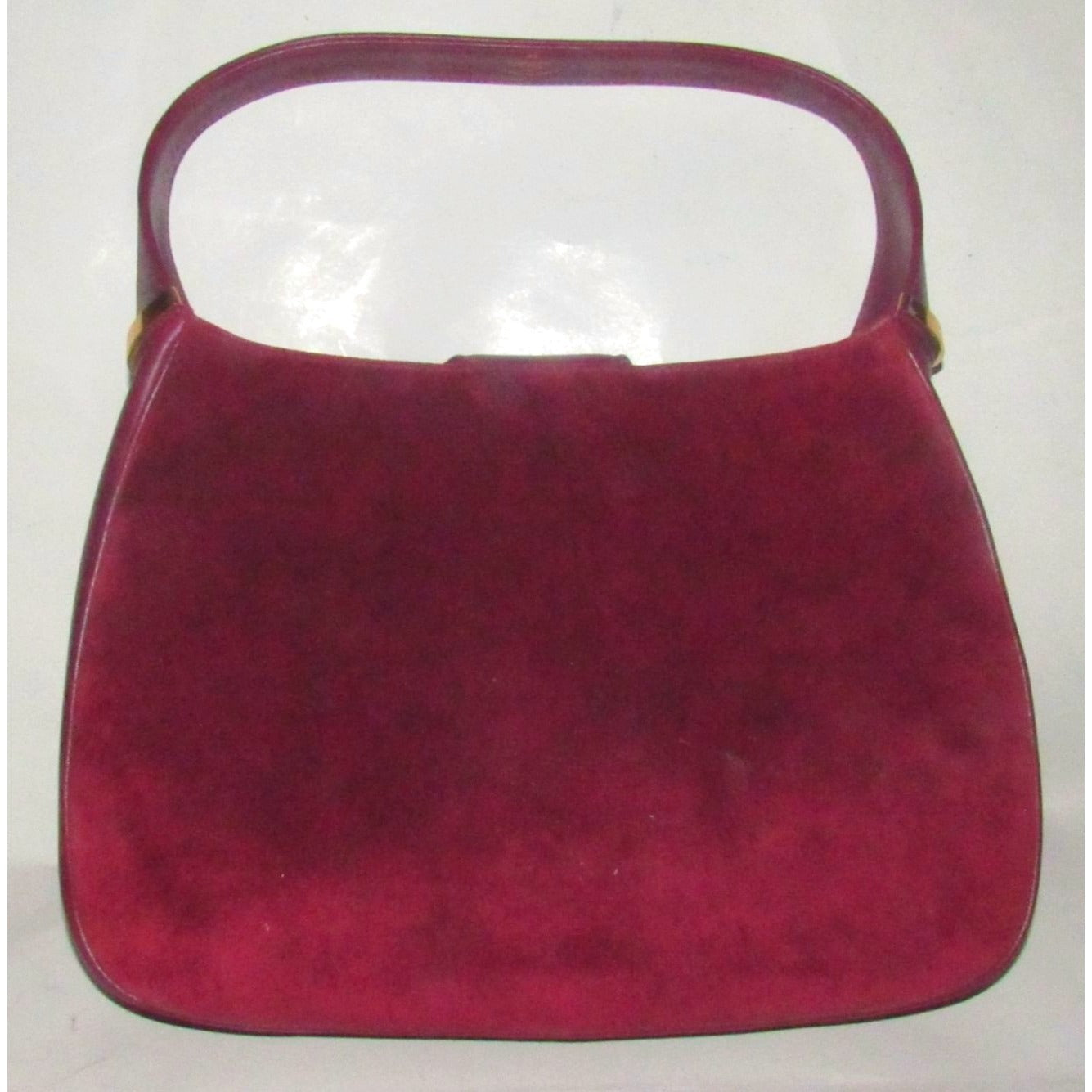 Rare, vintage, Gucci, burgundy leather & suede, unique, 1961 Jackie, hobo style shoulder bag with a two-tone piston closure & flap top