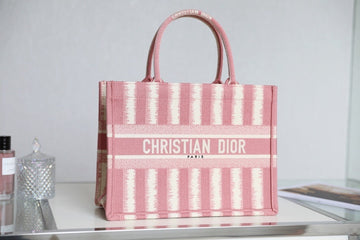 DI Medium Book Tote  Pink D-Stripes Embroidery For Womtlm 36cm/16.5in CD