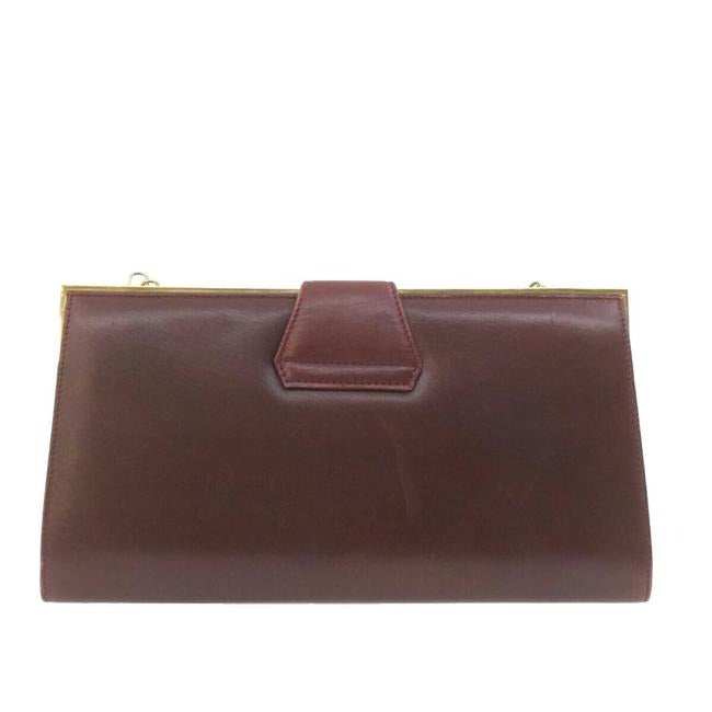 Gucci Clutch W Two Bagclutch Removable Chain Strap Dark Red Leathergold Shoulder Bag