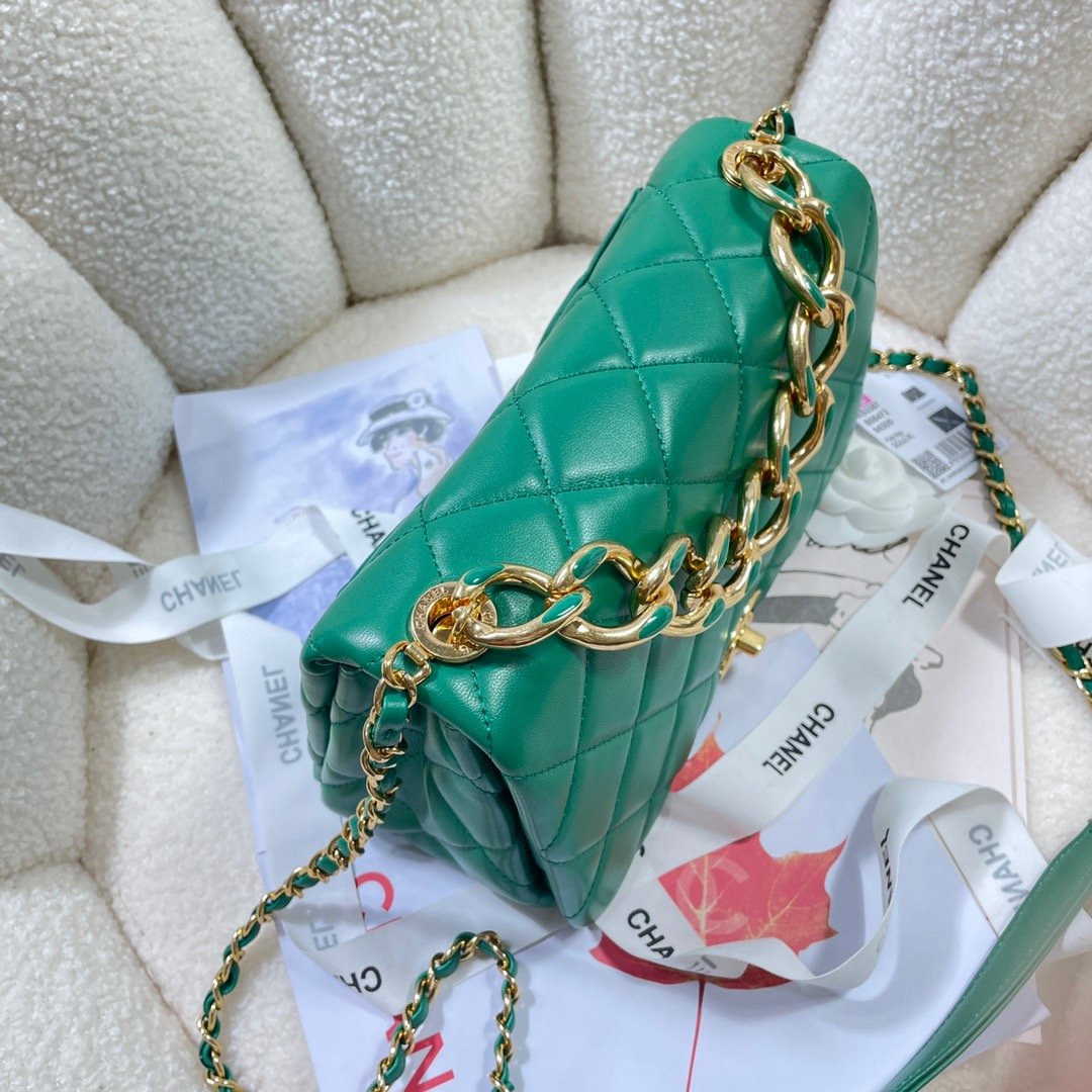 CHLLarge Flap Bag Gold Hardware GreTLM For WomTLM, WomTLM&#8217;s Handbags, Shoulder Bags 9.1in/23cm AS3367