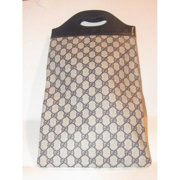Gucci Guccissima Print Top Handle Shopper Navy Leather And Coated Canvas Tote