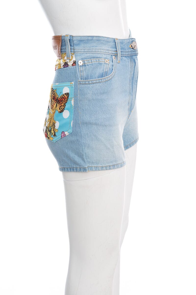 Versace Denim Short with Silk Butterfly Pockets SZ 27