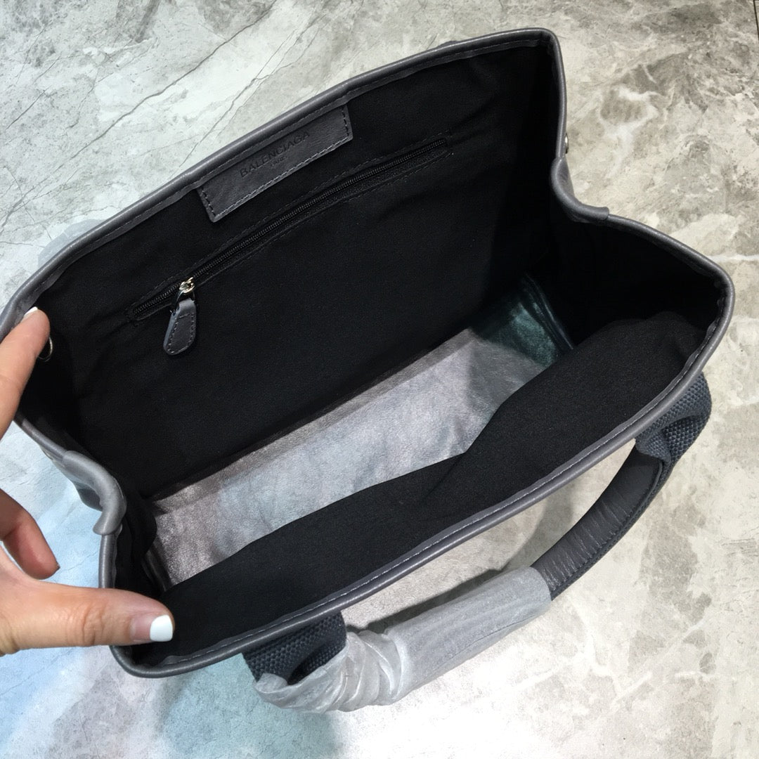 Baltlm Navy Small Cabas Tote Bag In Gray, For Womtlm,  Bags 18.5in/47cm