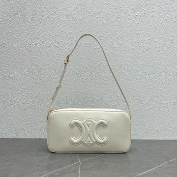 CE Camera Shoulder Bag Cuir Triomphe White For Womtlm 10in/26cm