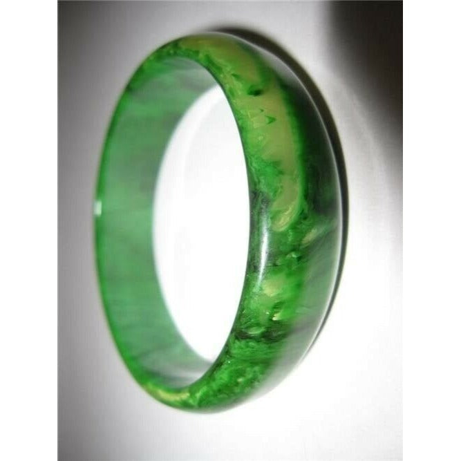Art Deco Era Marbled Spinach Green Domed Style Bakelite Bangle