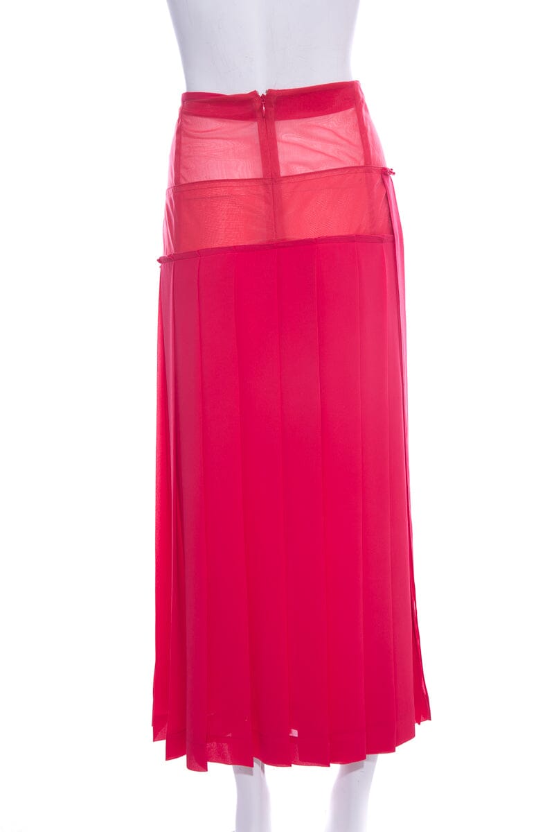 Victoria Beckham Pink Mesh A-Symetrical Waist Line Skirt SZ 10