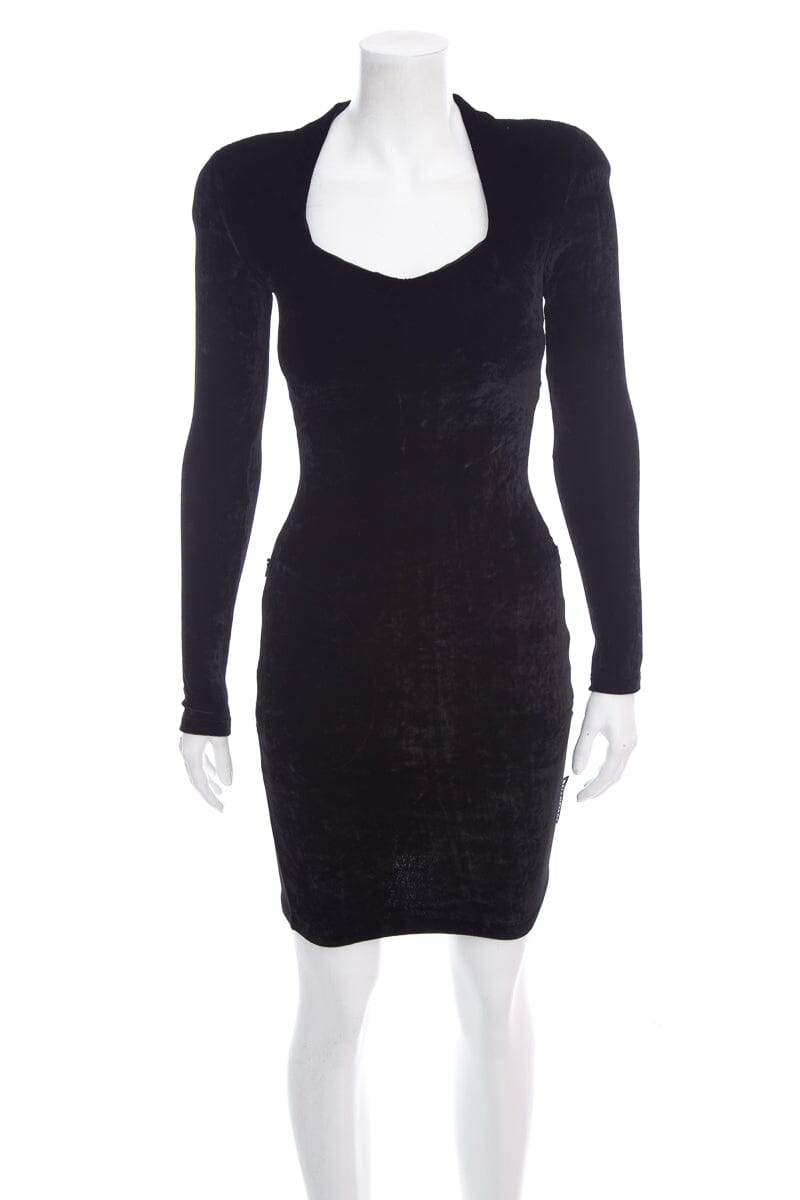 Balenciaga Black Velvet Long Sleeve Dress SZ 34