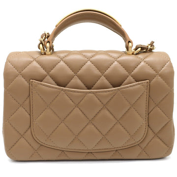 Chanel Top Handle Chain Shoulder Bag G  AS2431  Beige